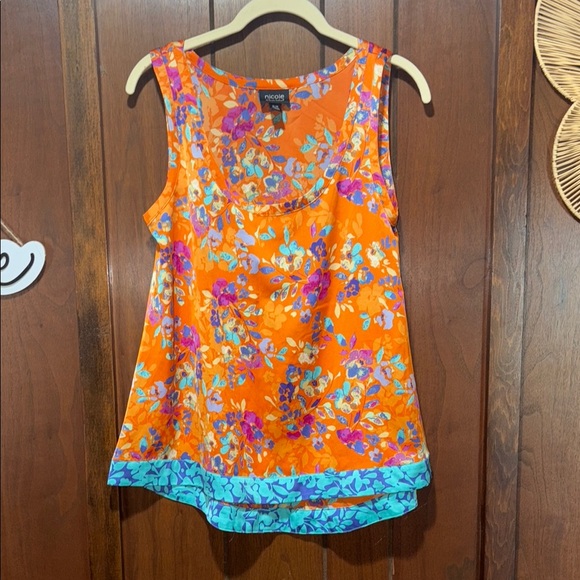Nicole Tops - Nicole Orange and Purple Sleeveless Tank Top